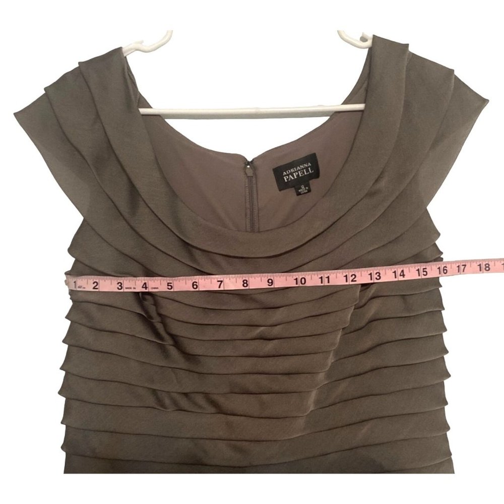 Adrianna Papell Womens Brown Metal Tiered Ruffle Formal Sleeveless Sheath Dress - Picture 9 of 10